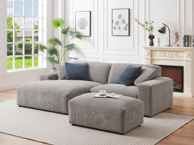 VENTE UNIQUE Vente-unique - Canap&eacute; d'angle Gauche en Velours c&ocirc;tel&eacute; Gris TIRONO