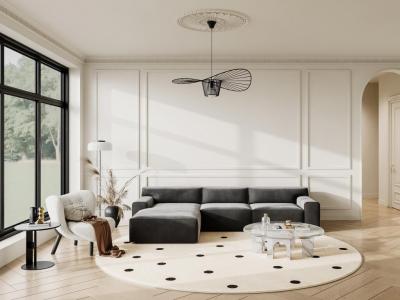 VENTE UNIQUE Vente-unique Canap&eacute; d'angle gauche en velours gris OTRANO