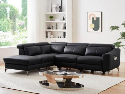VENTE UNIQUE.COM Vente-unique Canap&eacute; d'angle gauche relax &eacute;lectrique en cuir noir FORLO