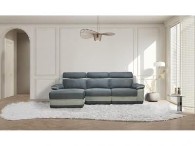VENTE UNIQUE.COM Canap&eacute; d'angle gauche relax en microfibre anthracite et bandes gris clair TALCA