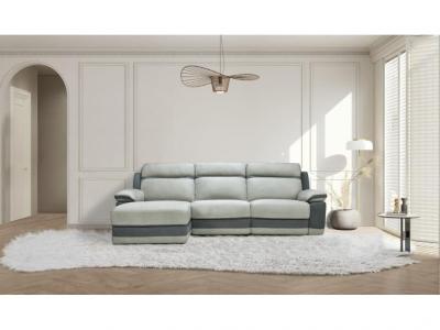 VENTE UNIQUE.COM Canap&eacute; d'angle gauche relax en microfibre gris clair et bandes anthracites TALCA