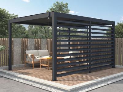 VENTE UNIQUE Claustra brise soleil orientable en aluminium pour pergola bioclimatique anthracite  - L368 x H22 m - BOLSENA
