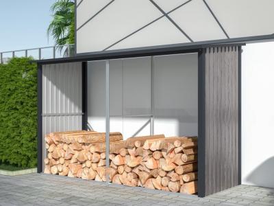 VENTE UNIQUE Abri b&ucirc;ches m&eacute;tal en acier galvanis&eacute; effet bois 5,78 m3 - 7 st&egrave;res - L302 x P119 x H190cm - VARWOOD