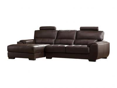 VENTE UNIQUE Canap&eacute; d'angle en cuir metropolitan ii - chocolat - angle gauche