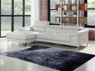 VENTE UNIQUE Vente-unique Canap&eacute; d'angle en cuir SOLANGE - Blanc - Angle gauche