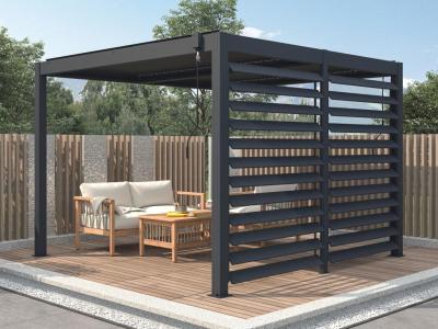 VENTE UNIQUE Claustra brise soleil orientable en aluminium pour pergola bioclimatique anthracite - L278 x H22 m - BOLSENA