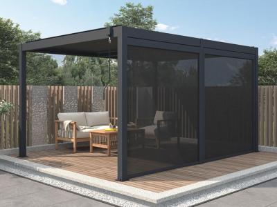 VENTE UNIQUE Rideau r&eacute;tractable pour pergola bioclimatique - L3,67 x H2,05 m - VIADANA
