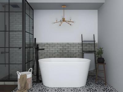 Ensemble baignoire &icirc;lot APOGON + robinet mitigeur sur pied noir mat KUROKA