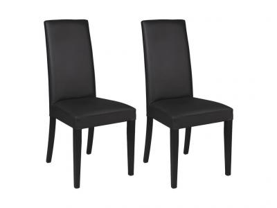 Vente-unique Lot de 2 chaises Tacoma - Simili Noir & Pieds Noirs