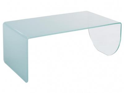 Table basse en verre tremp&eacute; - Transparent et bleu - KINAMI