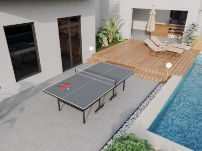 VENTE UNIQUE.COM Table de ping-pong pliable &agrave; roulettes pour ext&eacute;rieur avec accessoires - L274 x P152.5 x H76 cm - JORDIE 