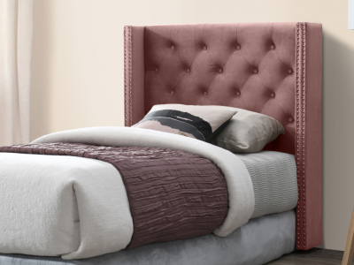 VENTE UNIQUE T&ecirc;te de lit capitonn&eacute;e - 100 cm - Velours - Rose - MASSIMO