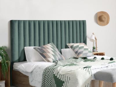 VENTE UNIQUE T&ecirc;te de lit coutures verticales SARAH - 150 cm - Velours - Vert