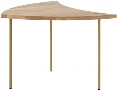 Table basse en ch&ecirc;ne huil&eacute; et pieds laiton Pinwheel HM7-&tradition
