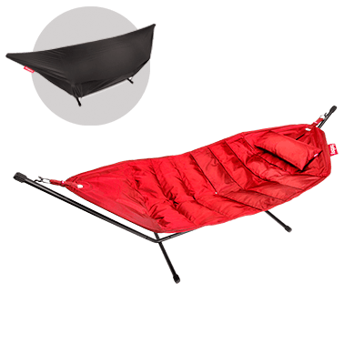 FATBOY Hamac Headdemock avec support, coussins et housse de pluie - rouge