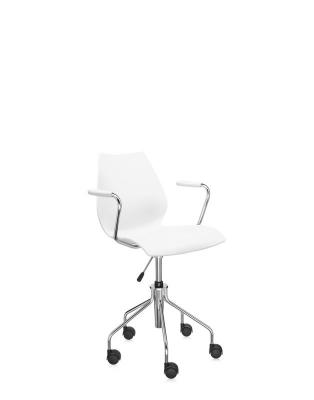 Chaise &agrave; roulettes blanche avec accoudoirs Maui - Kartell