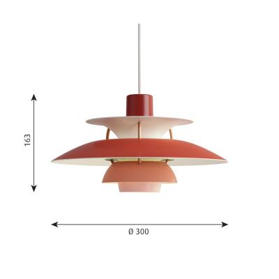 LOUIS POULSEN Suspension en aluminium rouge 30 x 16,3 cm PH 5 Mini - 