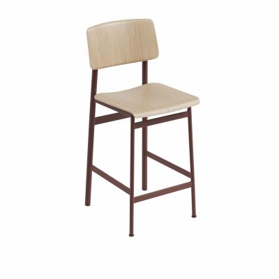 Muuto Tabouret de bar Loft - Hauteur d'assise 65 cm - ch&ecirc;ne / rouge profond