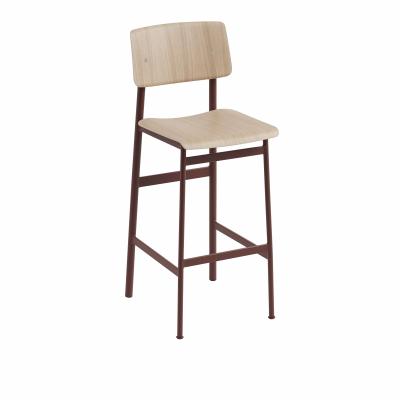 Muuto Tabouret de bar Loft - Hauteur d'assise 75 cm - ch&ecirc;ne / rouge profond