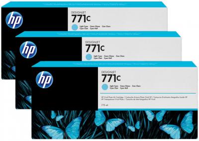 HP  771C - pack de 3 - cyan clair - originale - cartouche d'encre 