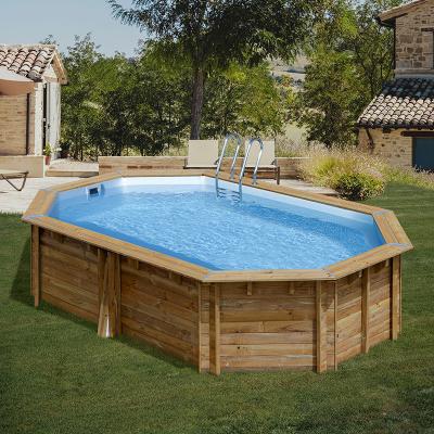 GRE Piscine tubulaire ovale - Bois - 5,35x5,35x1,17 - CANNELLE 2