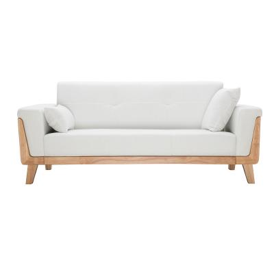 MILIBOO Canap&eacute; scandinave 3 places blanc cass&eacute; et bois fjord - Blanc