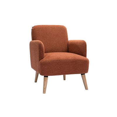 MILIBOO Fauteuil scandinave en tissu effet velours textur&eacute; terre br&ucirc;l&eacute;e et bois clair ISKO