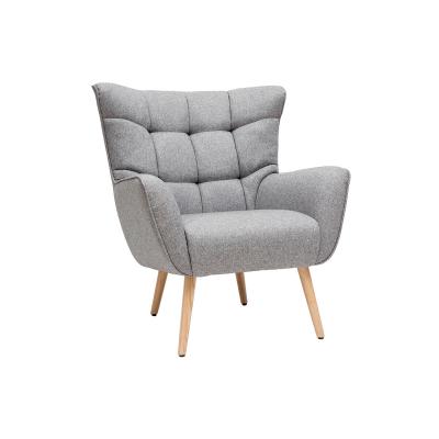 MILIBOO  Fauteuil scandinave en Tissu Gris Clair et Bois Clair Avery