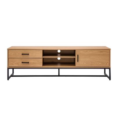 MILIBOO Meuble TV finition bois clair ch&ecirc;ne et m&eacute;tal noir L160 cm LOVATO