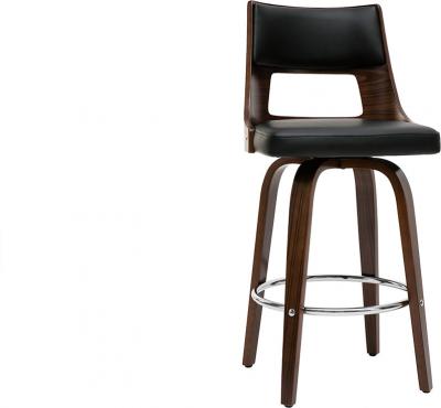 Miliboo Tabouret de bar vintage pivotant noir et bois fonc&eacute; GARBO