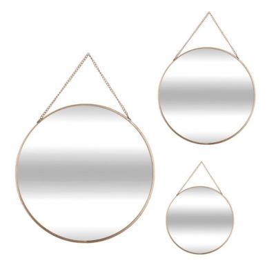 ATMOSPHERA Lot de 3 miroirs ronds en metal - dore - o20 / o24 / o29 cm