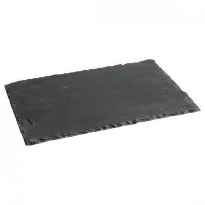 SECRET DE GOURMET Lot de 6 assiettes en ardoise - L 30 x l 20 cm - Noir