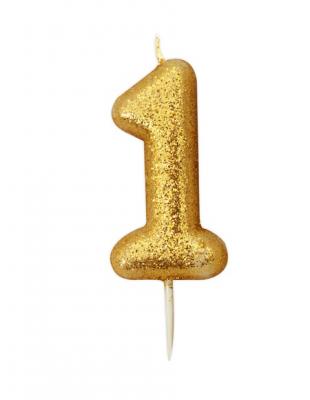 Bougie d'anniversaire chiffre 1 or