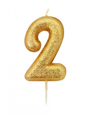 UNKNOWN Bougie d'anniversaire chiffre 2 or