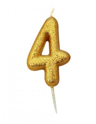 Bougie d'anniversaire chiffre 4 or