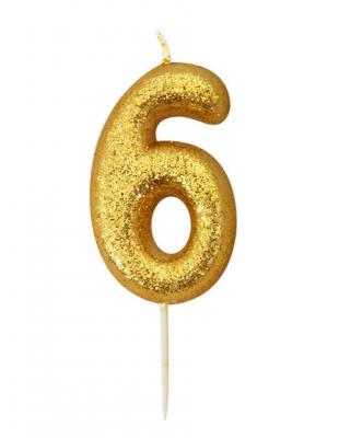 UNKNOWN Bougie d'anniversaire chiffre 6 or