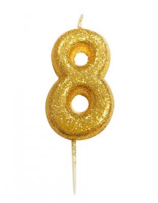 UNKNOWN Bougie d'anniversaire chiffre 8 or