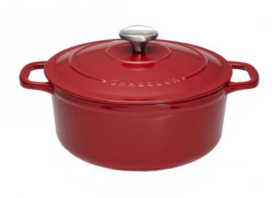 CHASSEUR Cocotte ronde 24 cm  rouge uni interieur sable