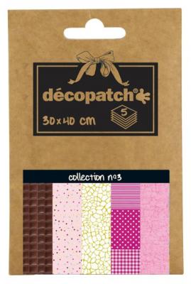 DECOPATCH D&eacute;copatch - D&eacute;co Pocket 5 feuilles 30x40cm - Collection N&deg;3