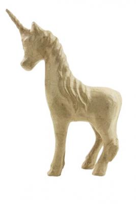 Licorne &agrave; d&eacute;corer en papier m&acirc;ch&eacute; 16x6x21cm