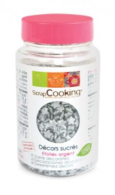 SCRAPCOOKING  Pot de Minis D&eacute;cors &Eacute;toiles Argent 55 g - Lot de 4