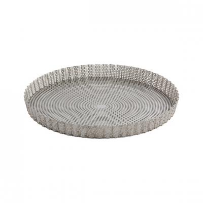DE BUYER Moule &agrave; tarte avec fond d&eacute;montable en inox perfor&eacute; 28x2,5cm