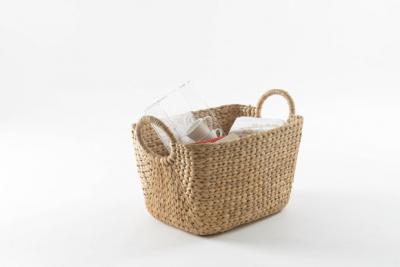 COMPACTOR Panier de rangement en jacinthe d'eau tress&eacute;e 51x30cm