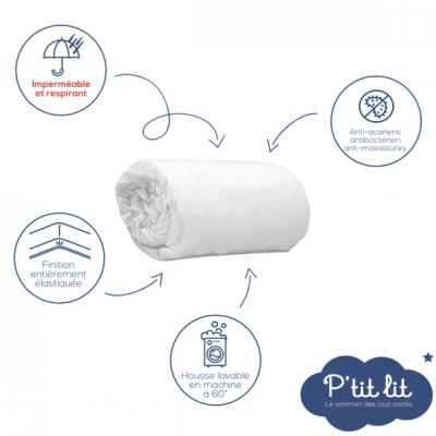 P TIT LIT Prot&egrave;ge matelas enfant 60x120cm imperm&eacute;able Bamboo non trait&eacute;e