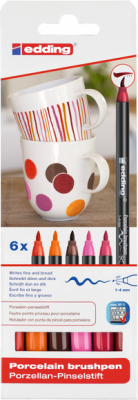 EDDING  4200 Lot de 6 feutres pour porcelaine 1-4 mm Couleurs assorties