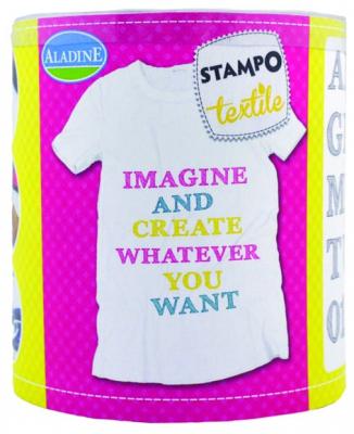 ALADINE Stampo'textile - Kit de tampons avec encreur - Alphabet Graf - 39 pcs