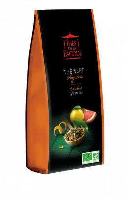 BAJIAO Th&eacute;s de la Pagode Th&eacute; Vert Chun Mee aux Agrumes 110 g