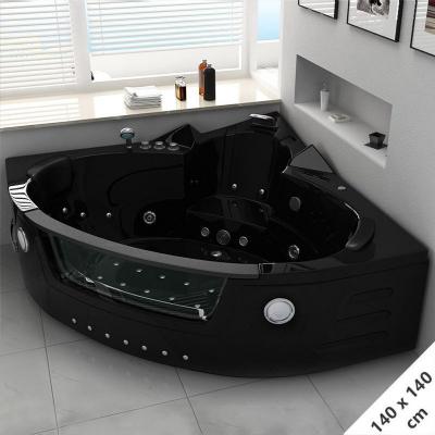 Distribain Baignoire Baln&eacute;o d'angle Maeva Black whirlpool 39 jets