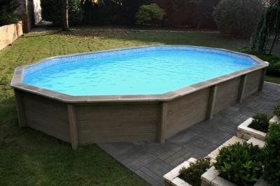 NATURALIS Piscine ovale en b&eacute;ton 7,87 x 4,74 x 1,28 m