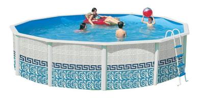  Piscine hors sol en acier ronde MOSAIKO 640 x 1.20 cm